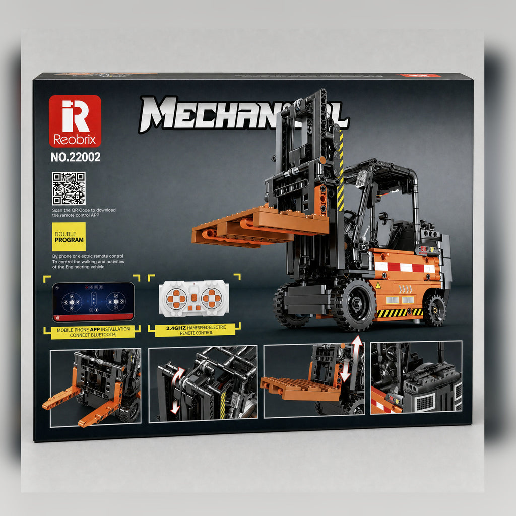 Reobrix 22002 site forklift building set — back of the box