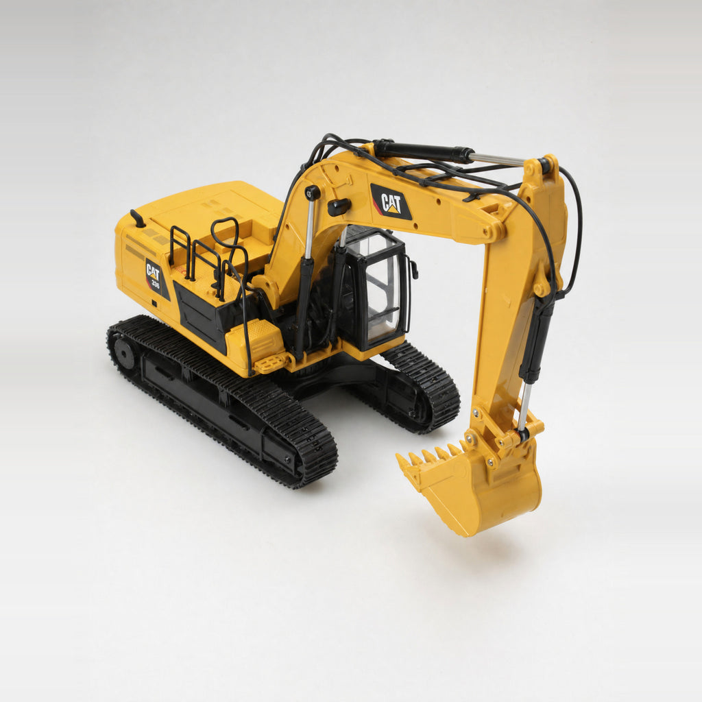 CAT 336 excavator 1:24 RC — three-quarter view from the right