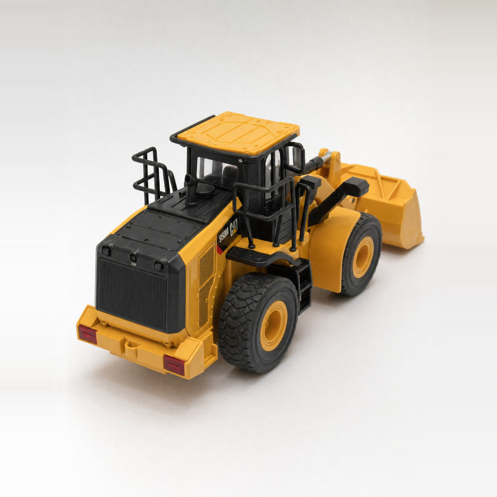 CAT 950M wheel loader 1:24 RC — rear three-quarter view