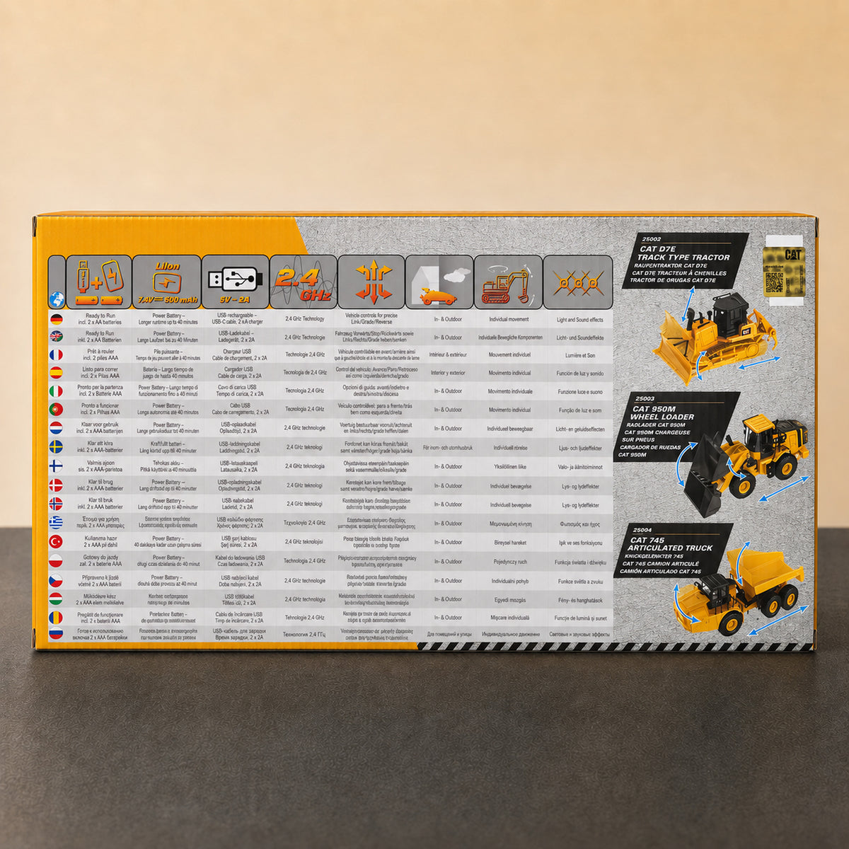 CAT 950M wheel loader 1:24 RC — back of the box