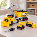 Theo Klein Cat® Screw Truck 4-in-1 set with screwdriver, digger attachment, small dump truck and wheel loader