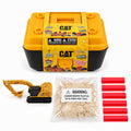 Cat® Micro Play Set with the 315D L Excavator: Cat® tool box, die-cast excavator, play sand and red barriers