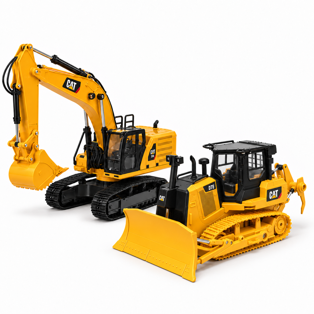 CAT RC duo 1:24 — 336 hydraulic excavator and D7E track-type tractor