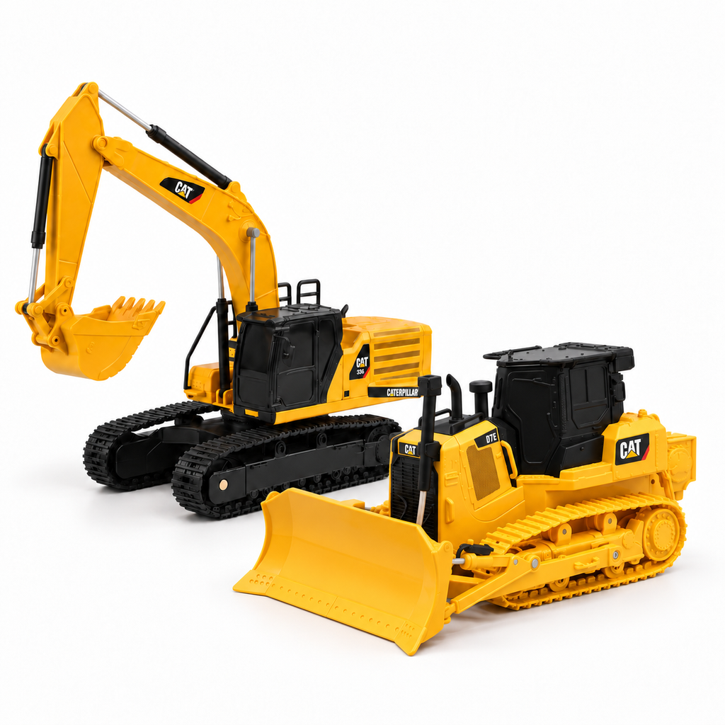 CAT RC duo 1:35 — 336 hydraulic excavator and D7E track-type tractor