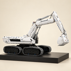 Mould King 17079 sci-fi tracked excavator building set — built model on display base, three-quarter view