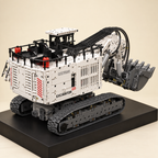 Mould King 17067 RC mining shovel excavator building set — built model on display base, side view