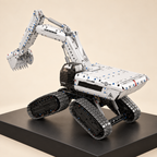 Mould King 17079 sci-fi tracked excavator building set — built model on display base, side view
