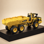 Mould King 17010S RC dump truck building set — built model on display base, rear three-quarter view